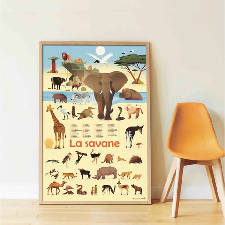 Affiche découverte et autocollants repositionnables Savane