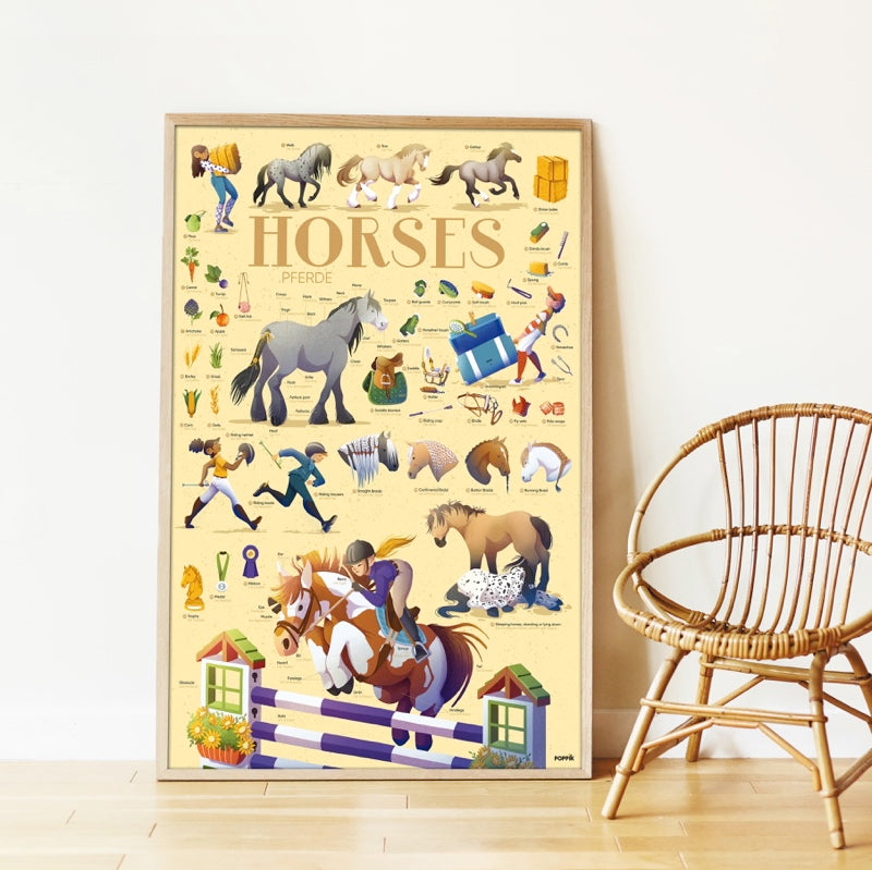 Discovery poster and repositionable stickers - Horses