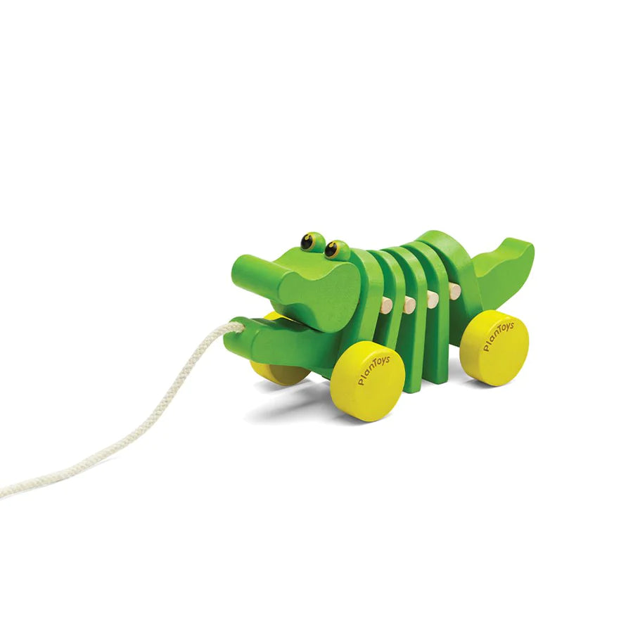 Alligator dansant en bois vert à tirer