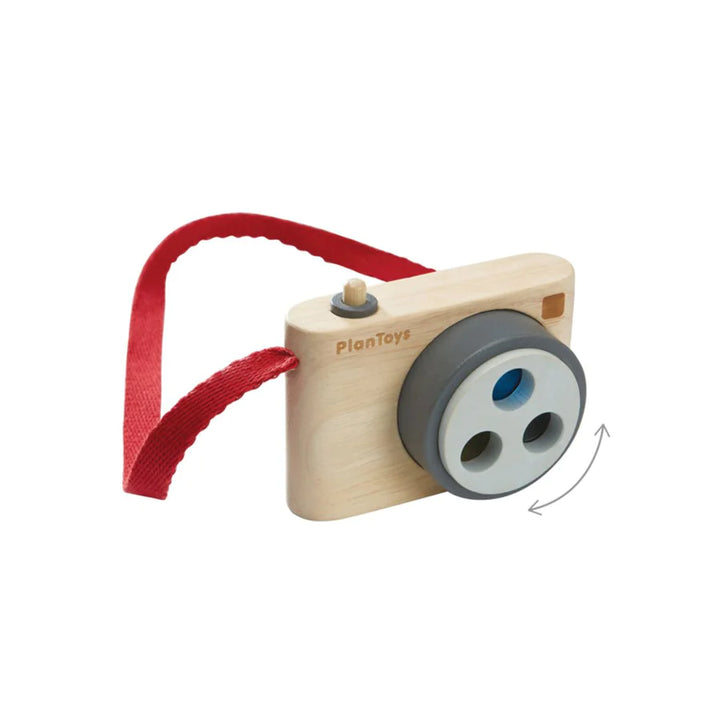 Appareil photo coloré en bois