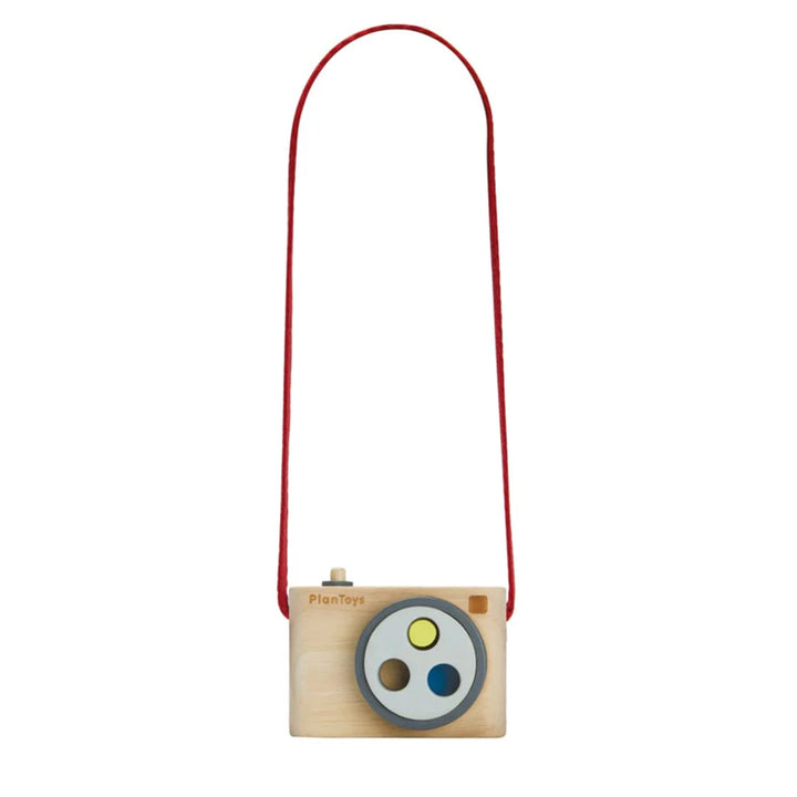 Appareil photo coloré en bois