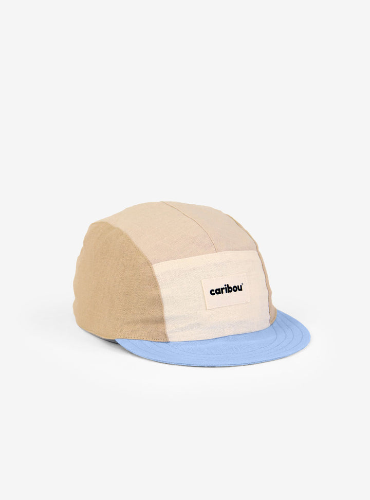 Casquette en lin Caribou beige, sable et bleu