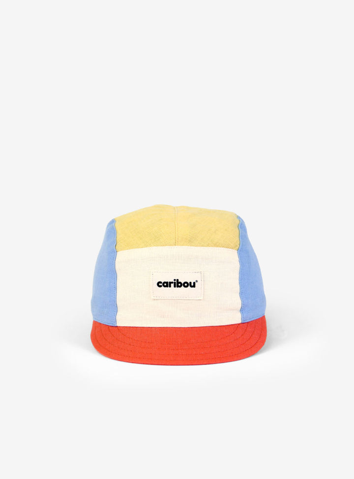 Casquette en lin Caribou jaune, bleu, beige et orange