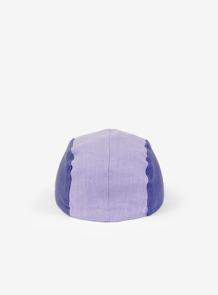 Dos Casquette en lin Caribou violet, beige et rose