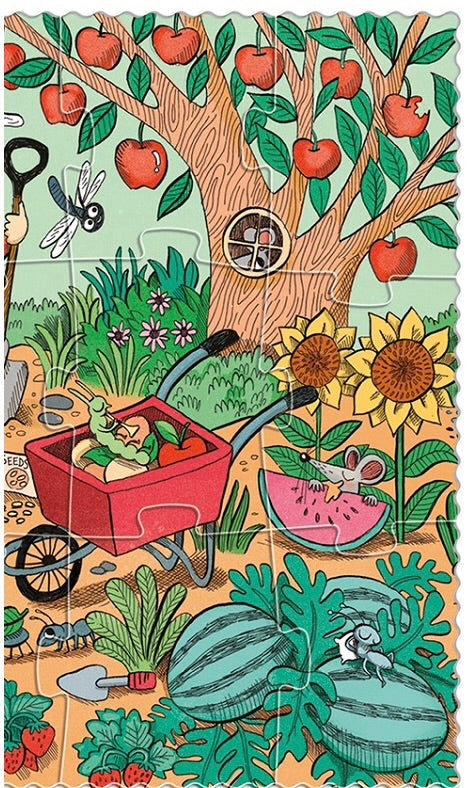 Casse-tête et activités à 24 morceaux sur le thème des lapins, jardin, des fruits et des légumes