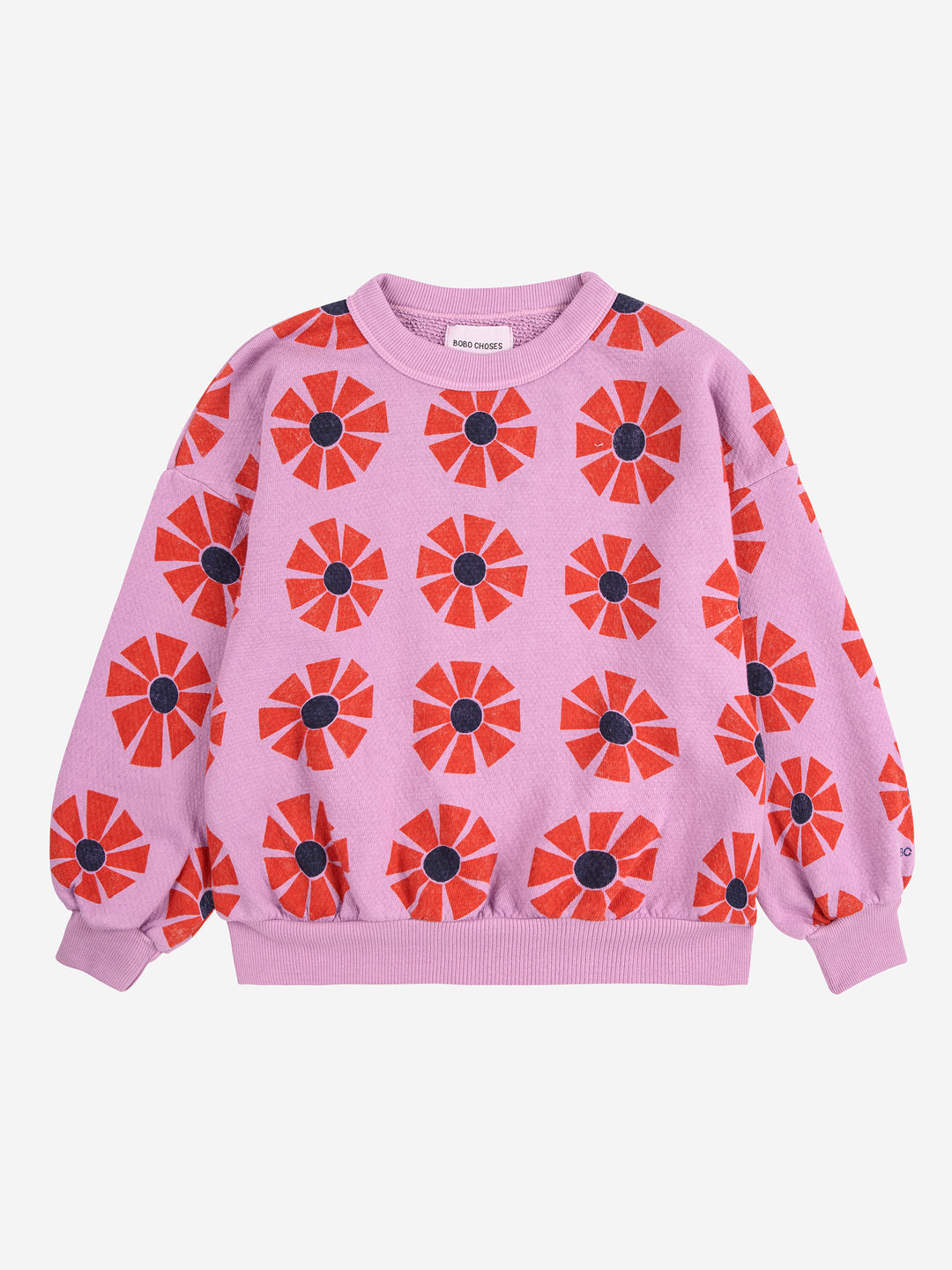 Chandail Bobo Choses en coton rose avec imprimé kaleidoscope en rouge