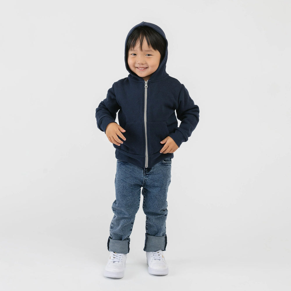Enfant avec Chandail à capuche pour enfant en coton ouaté marine