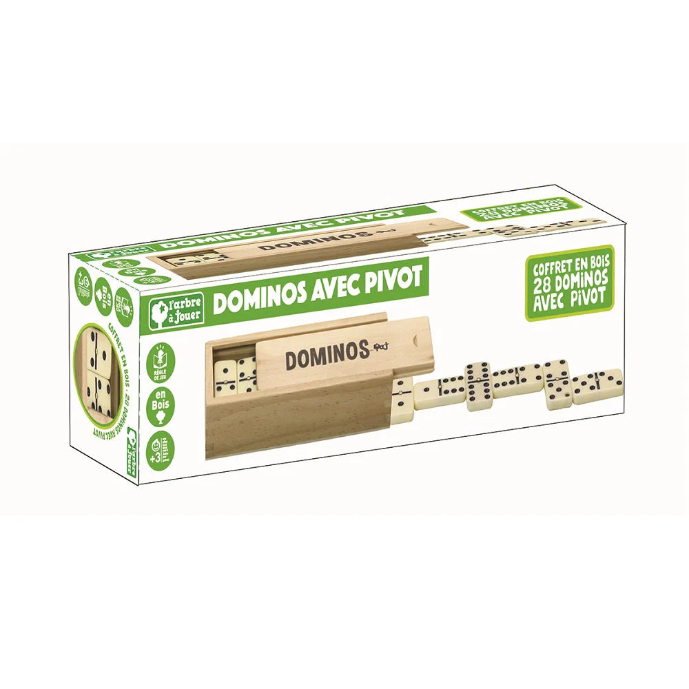 Jeu de dominos dans uns boîte en bois