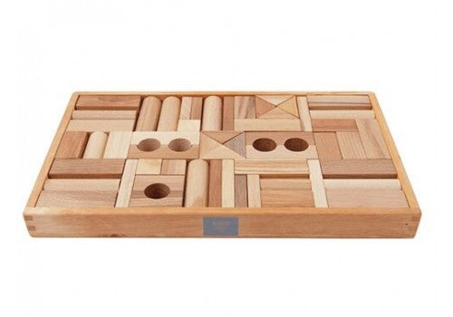 Ensemble de 54 blocs en bois naturel