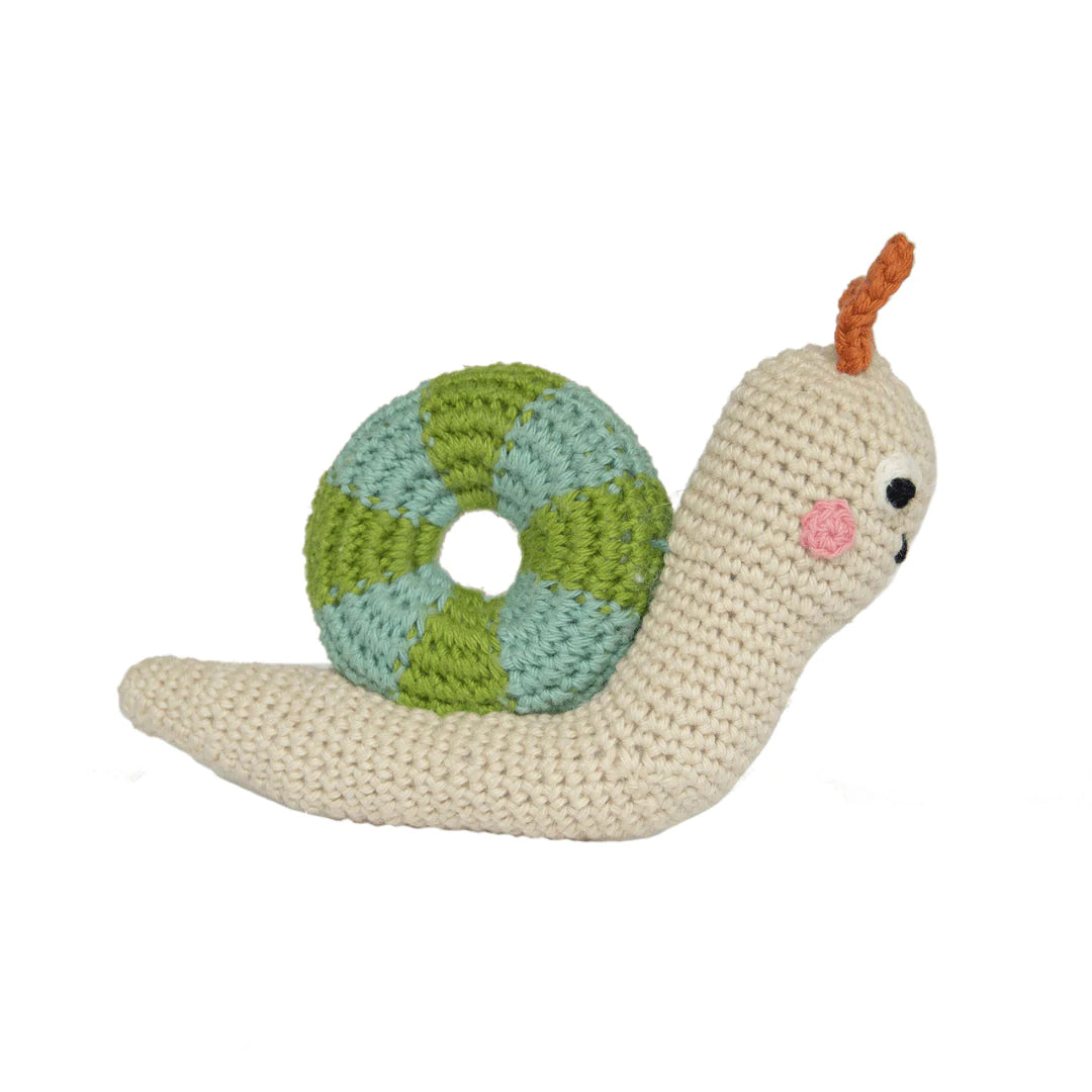 Hochet escargot tricoté