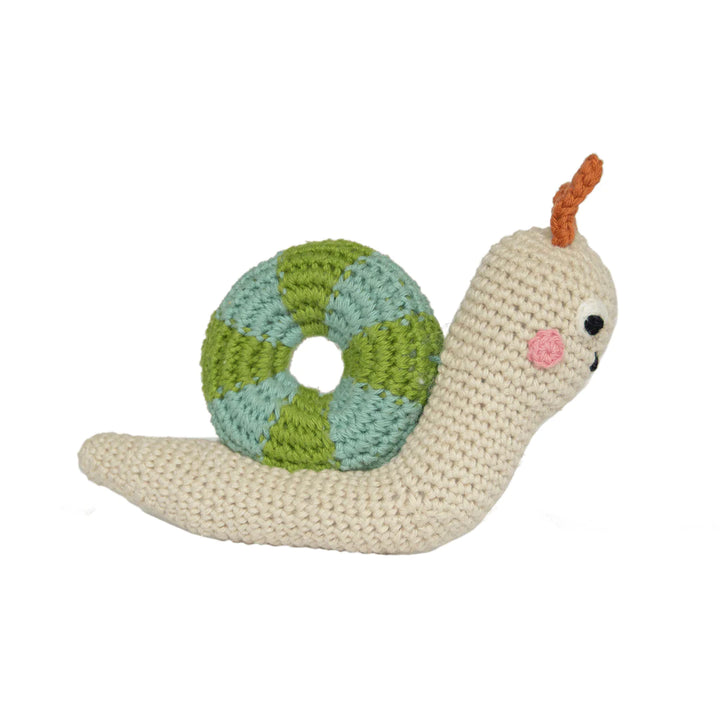 Hochet escargot tricoté