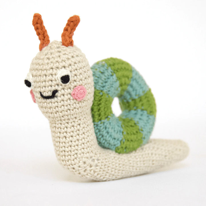 Hochet escargot tricoté