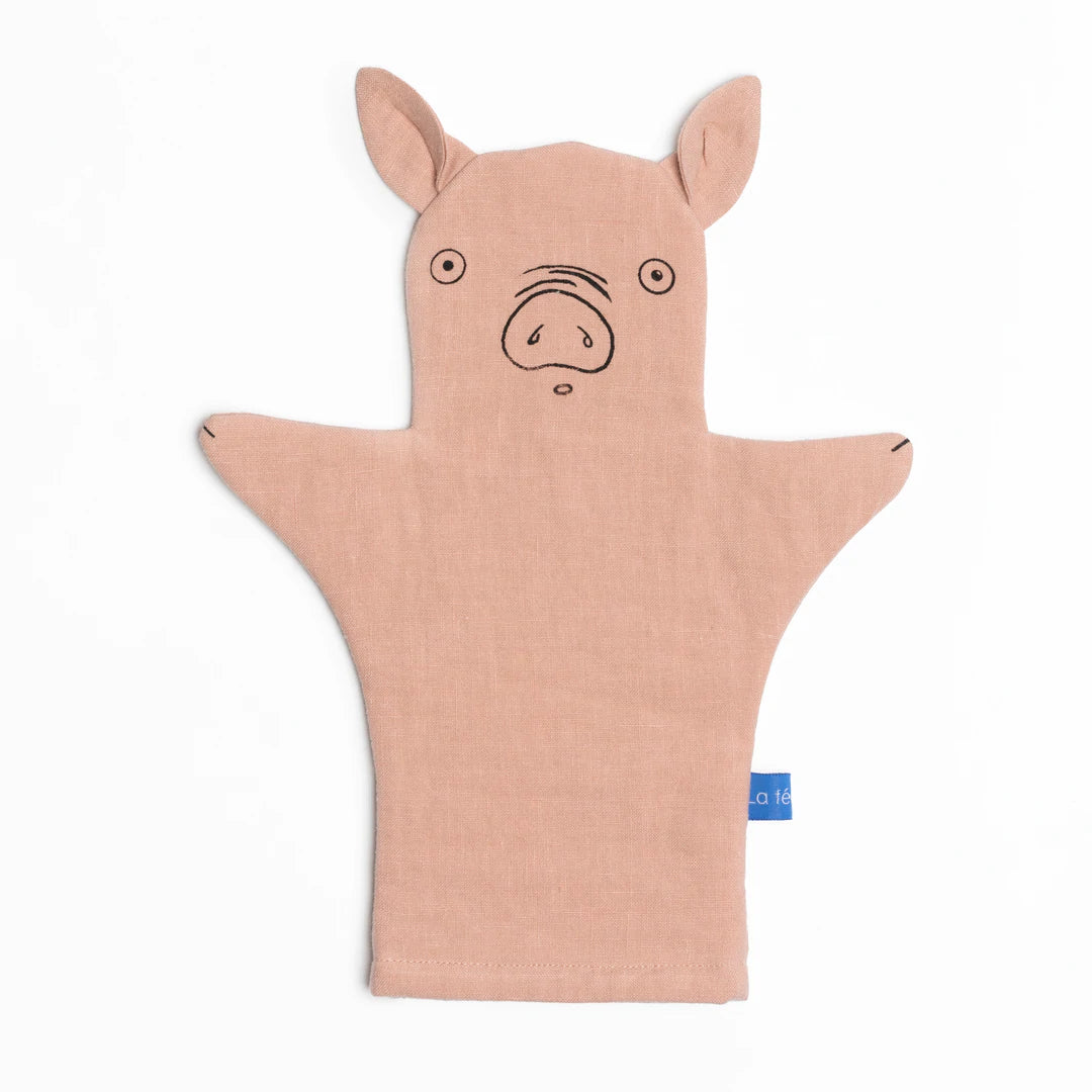 Marionnette Serge Jean le Cochon en cotton rose