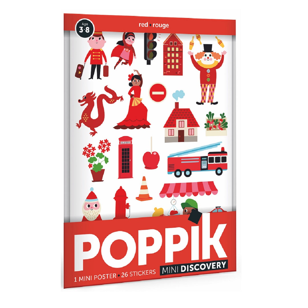 Mini affiche découverte et autocollants repositionnables Rouge