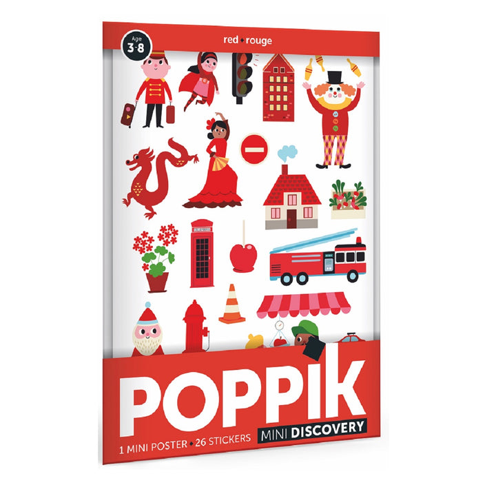 Mini affiche découverte et autocollants repositionnables Rouge