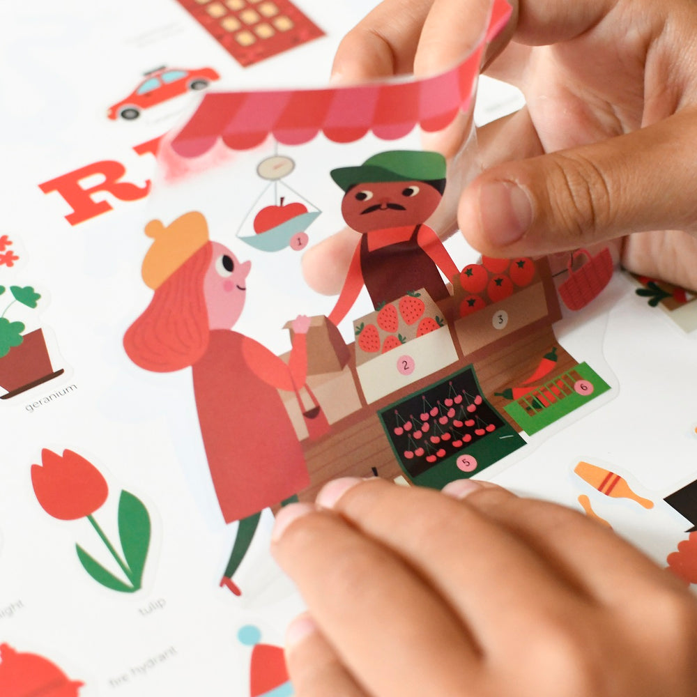 Mini affiche découverte et autocollants repositionnables Rouge