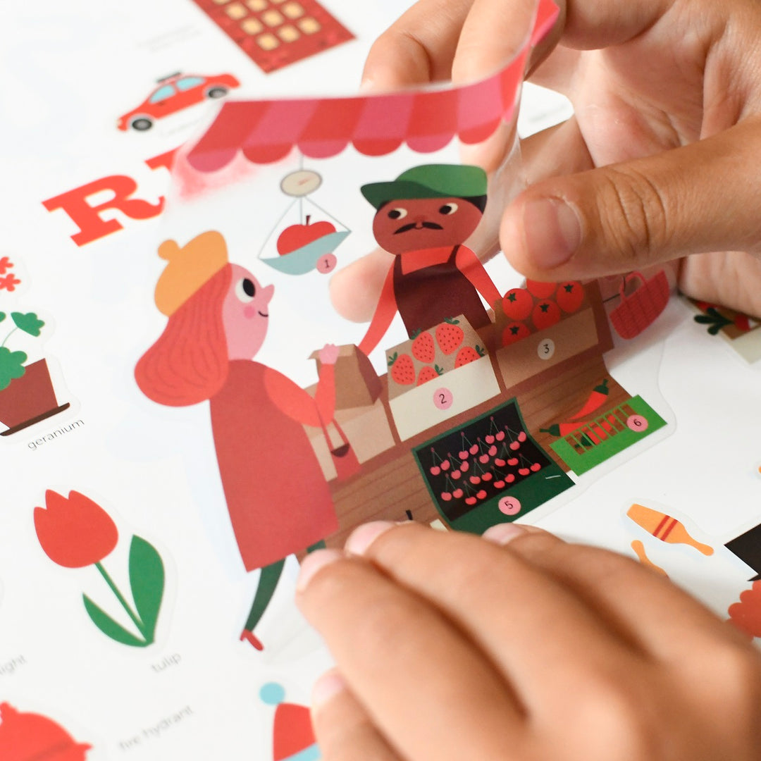 Mini affiche découverte et autocollants repositionnables Rouge