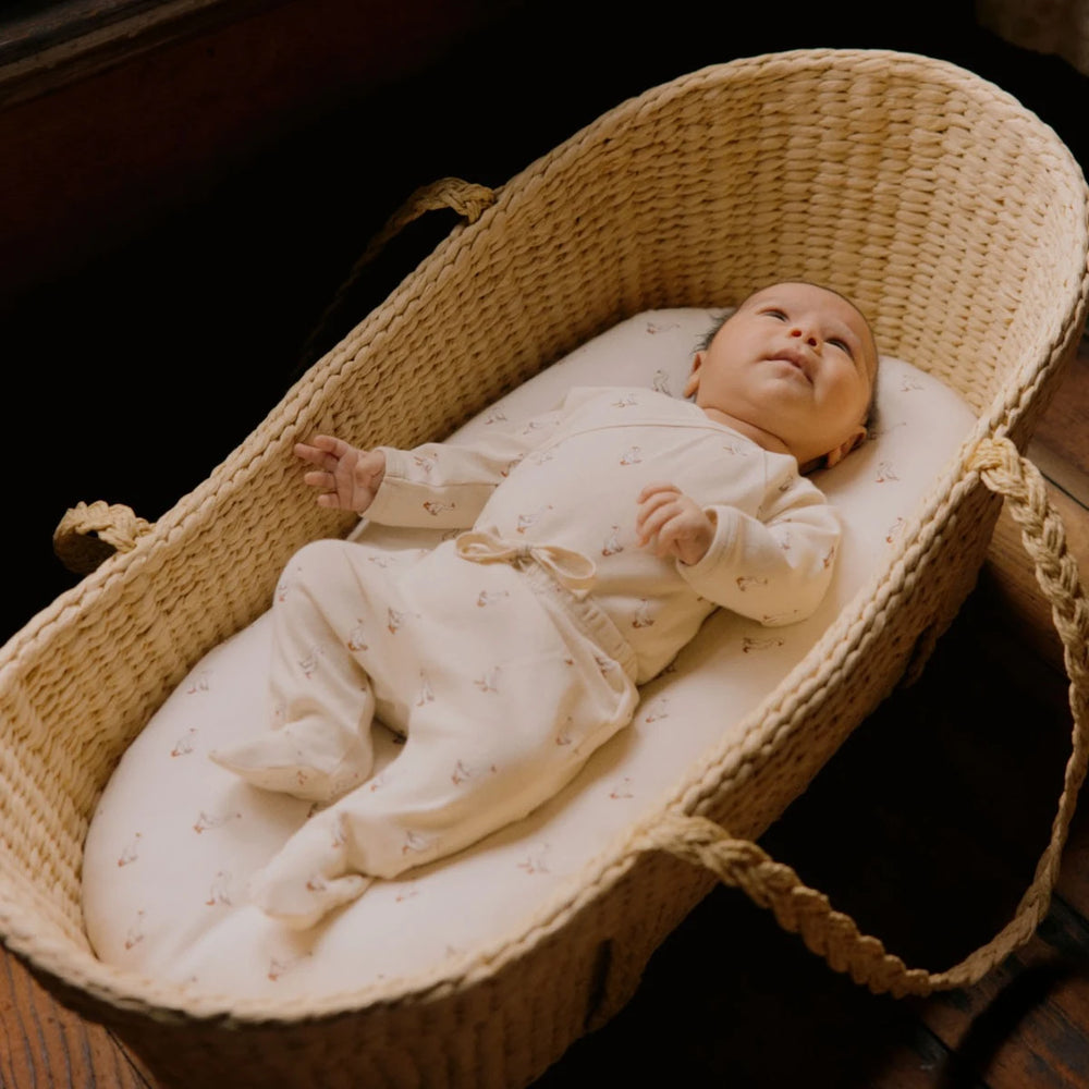 Bébé avec Pantalon à pattes en coton beige avec imprimé oies
