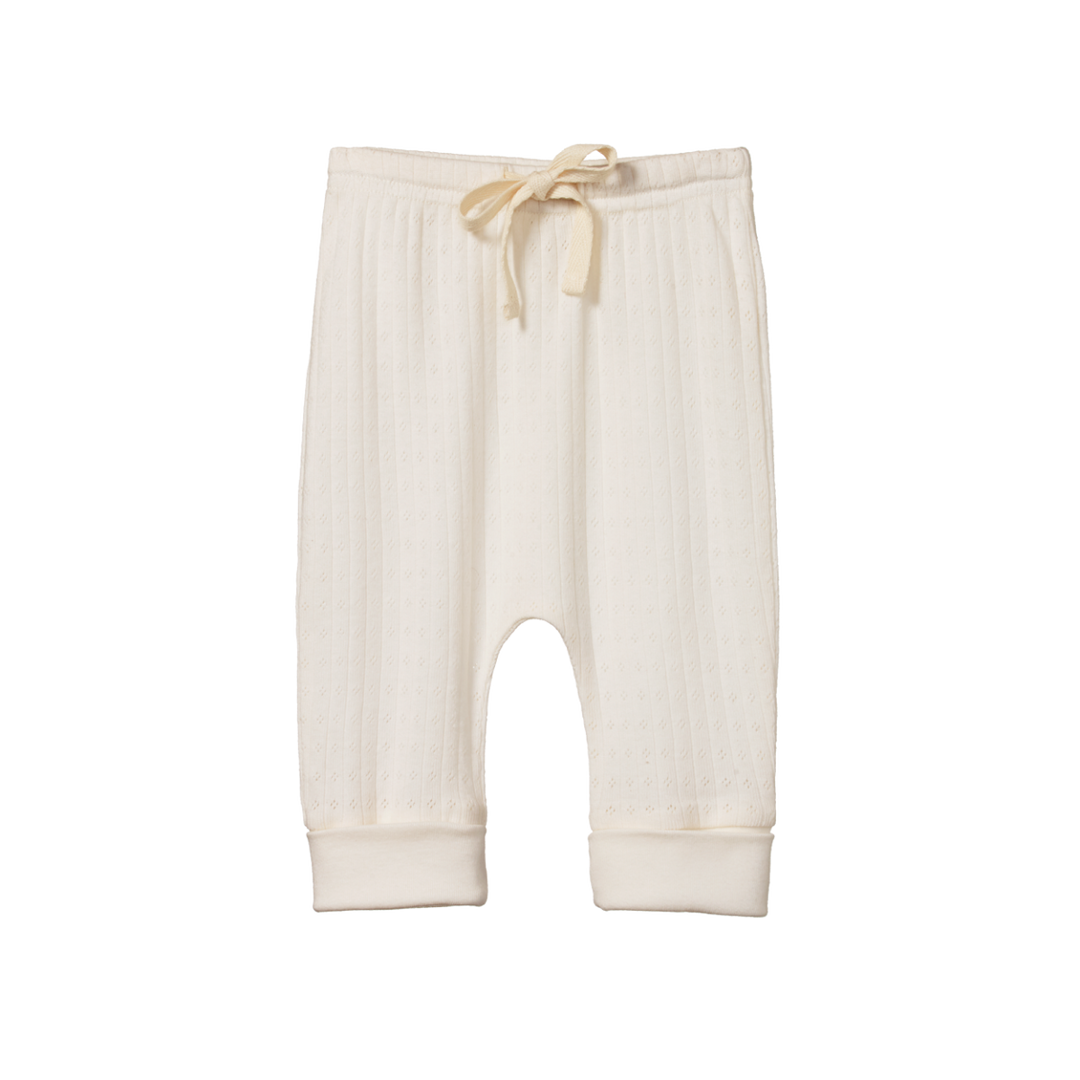 Pantalon en coton pointelle Naturel