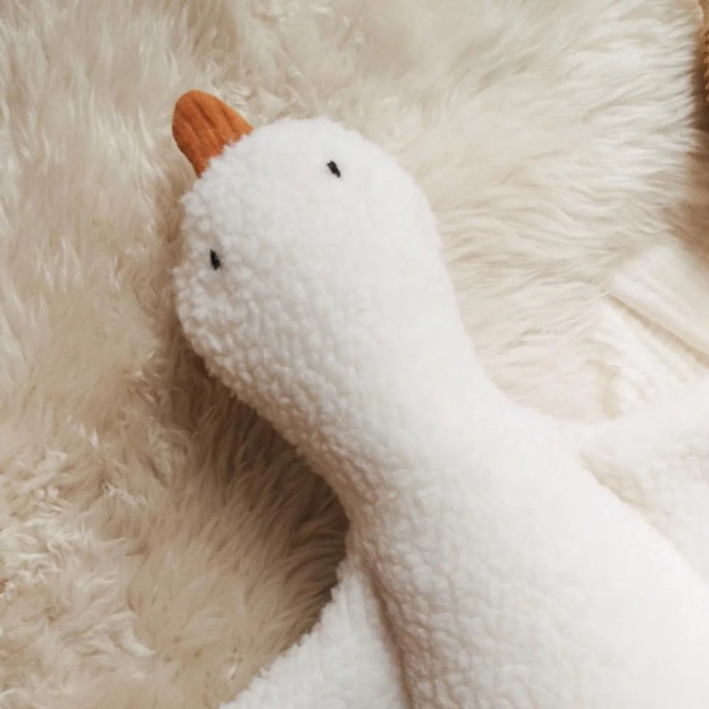 Peluche Oie en sherpa ivoire