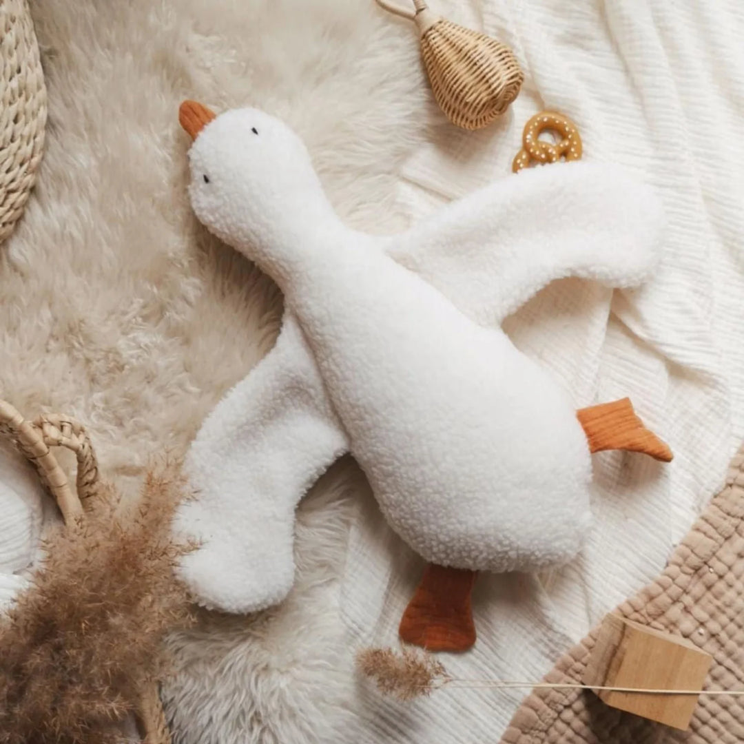 Peluche Oie en sherpa ivoire