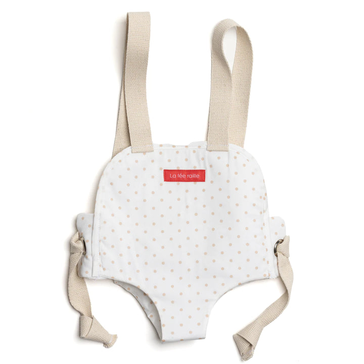 Porte-poupée en tissu pois crème