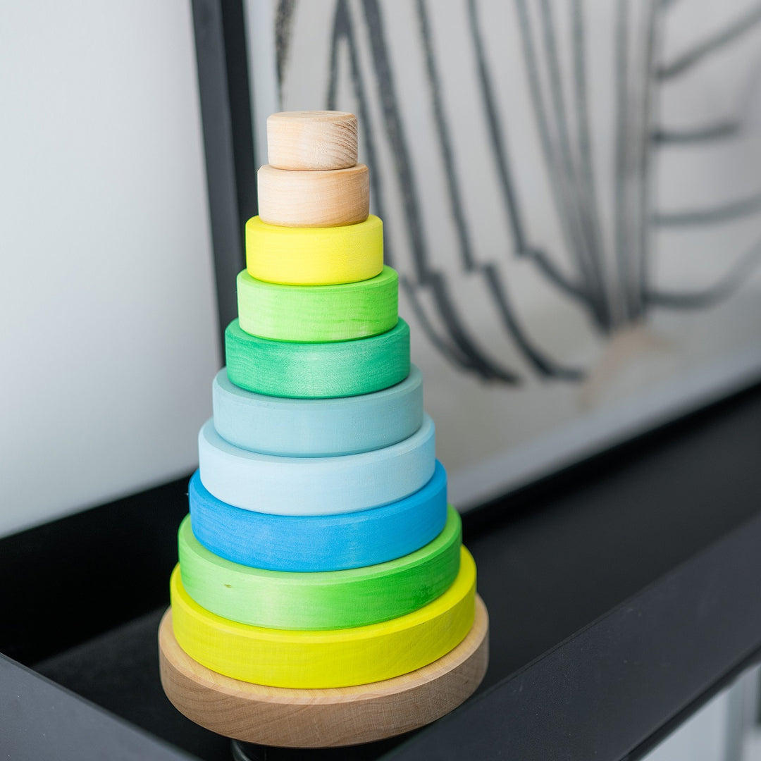 Pyramid conique en bois à empiler Vert fluo