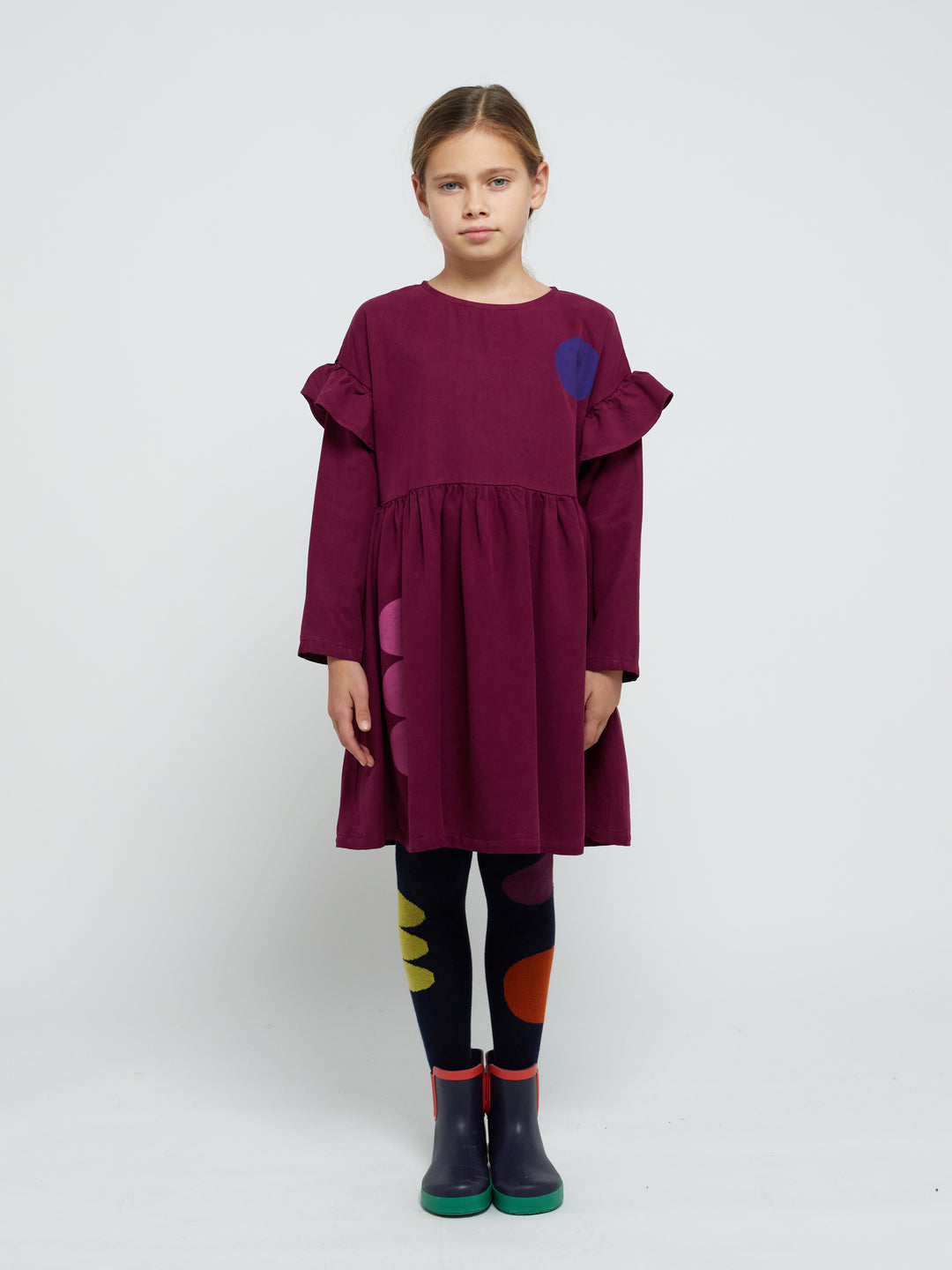 Fille avec Robe en lyocell mauve avec formes géométriques