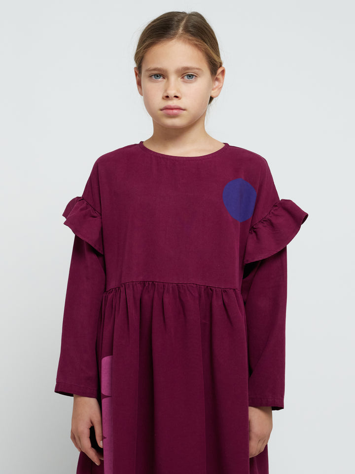 Fille avec Robe en lyocell mauve avec formes géométriques