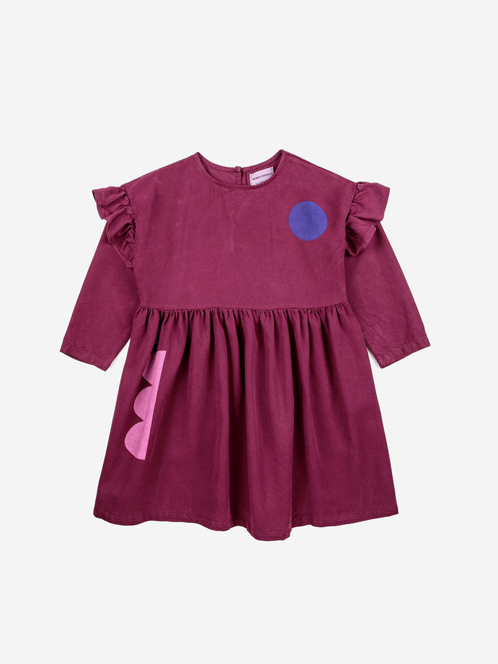 Robe en lyocell mauve avec formes géométriques