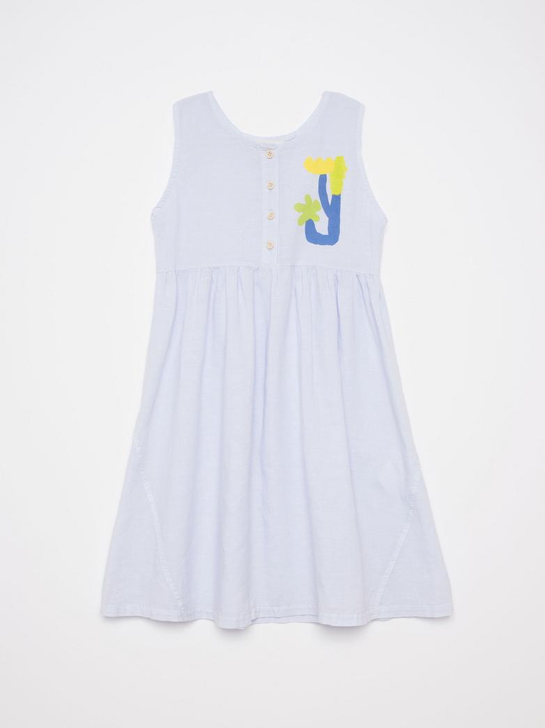 Robe True Artist en coton lavande sans manches avec imprimé fleurs sur le côté gauche