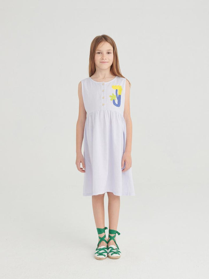 Fille avec Robe True Artist en coton lavande sans manches avec imprimé fleurs sur le côté gauche