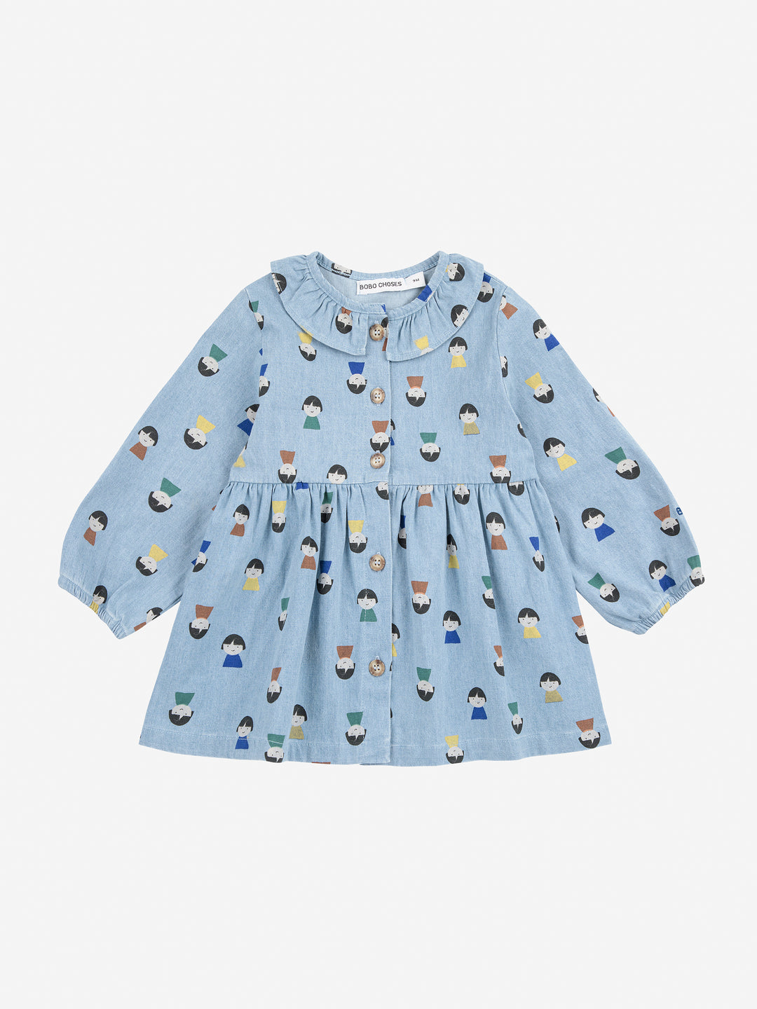 Robe en denim léger avec imprimé pions