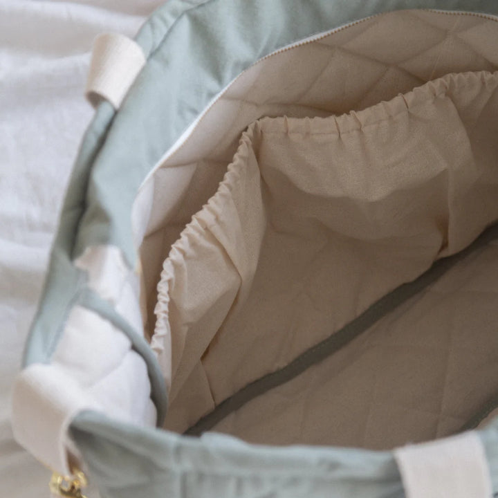 Sac à couche en coton menthe ouvert