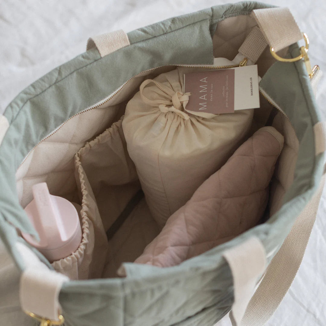 Intérieur du Sac à couche en coton menthe