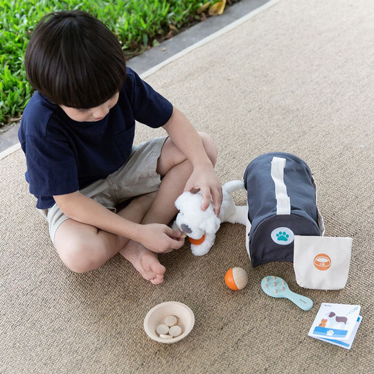 Enfant avec Trousse de soins pour animaux de compagnie Plan Toys