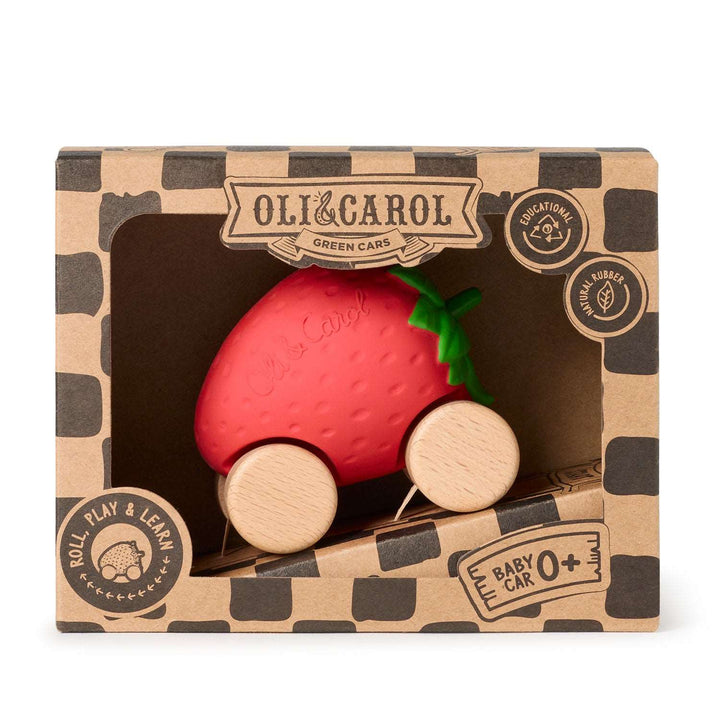 Voiture pour bébé en caoutchouc en forme de fraise