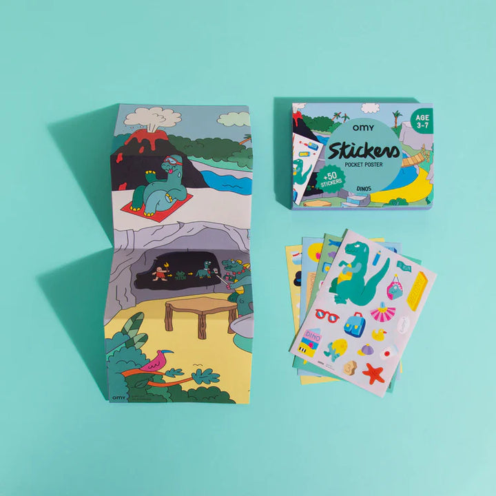 poster Dino de poche avec autocollantes