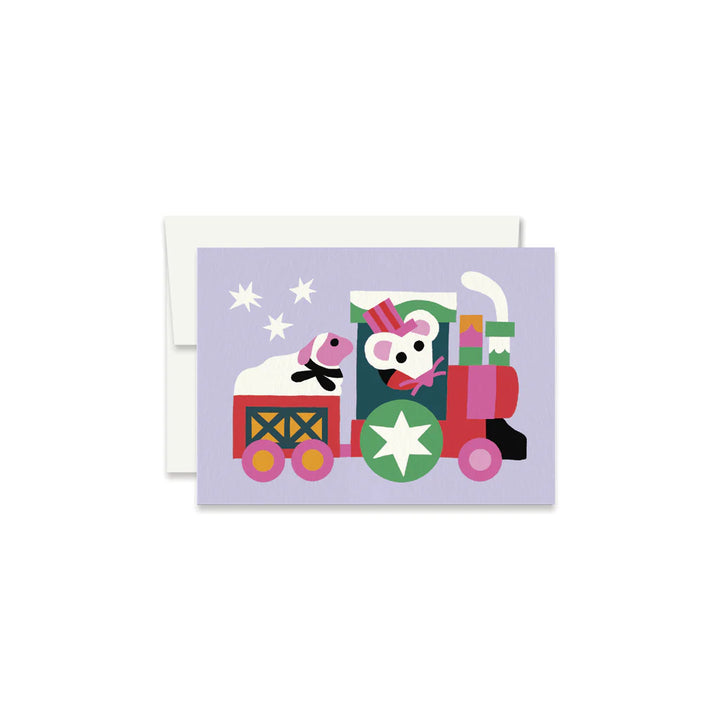 Mini carte de souhaits Petit train de noël