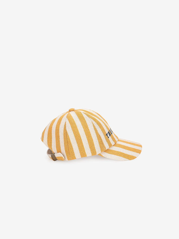 Casquette en coton avec rayures jaunes avec logo True Artist brodé sur le devant