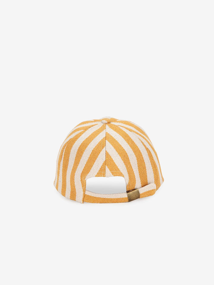 Casquette en coton avec rayures jaunes avec logo True Artist brodé sur le devant