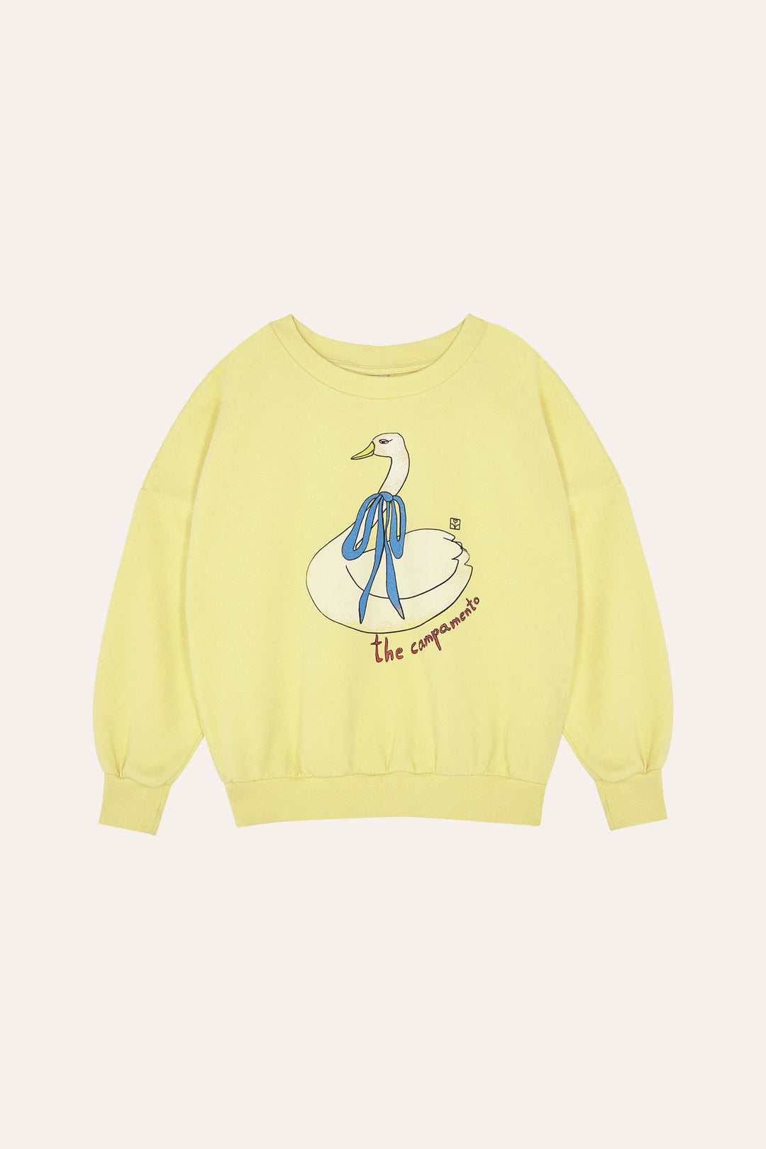 Chandail en polaire 100% coton jaune avec imprimé cygne