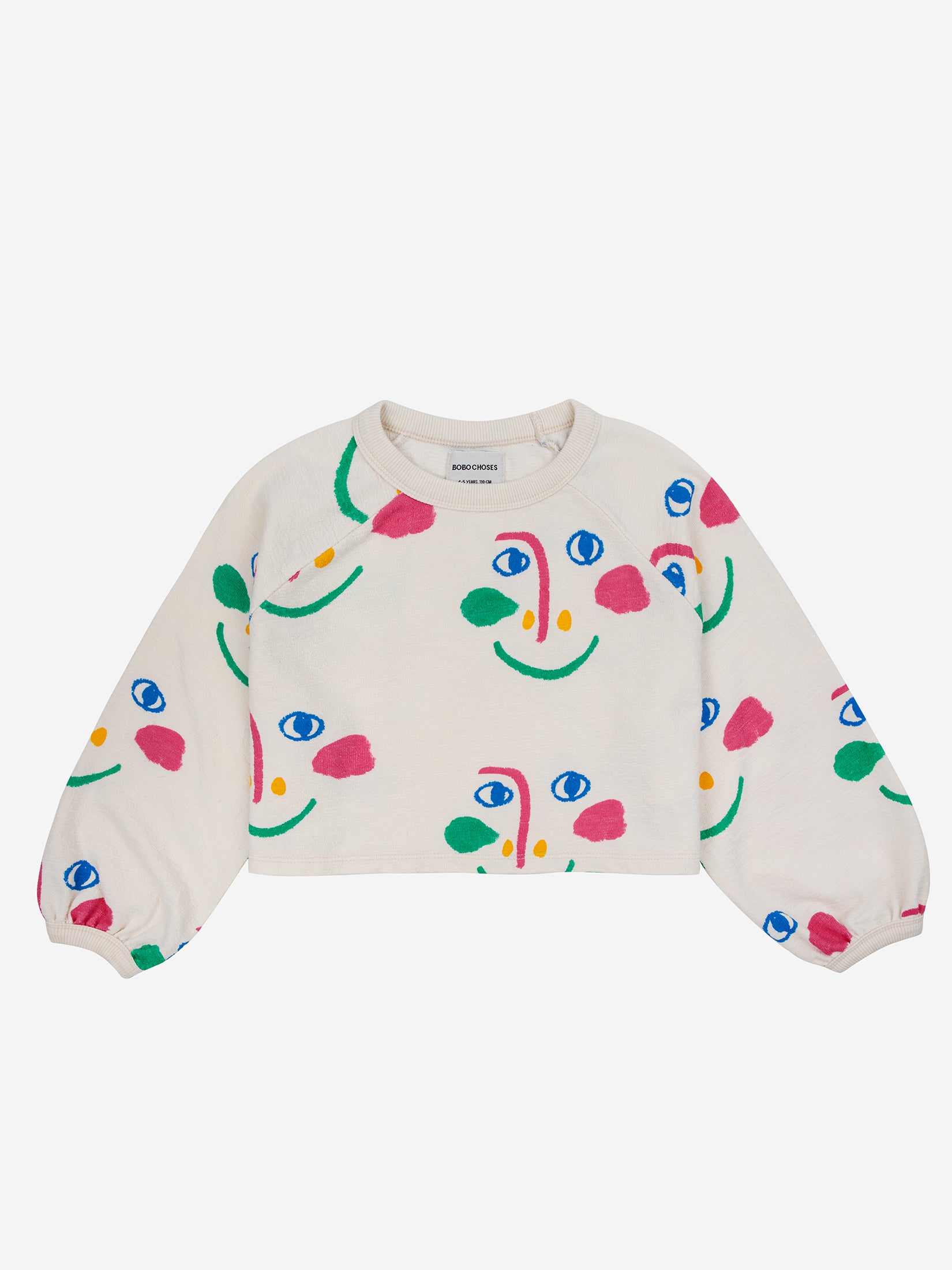 Smiling Mask all over raglan sleeves cropped sweatshirt