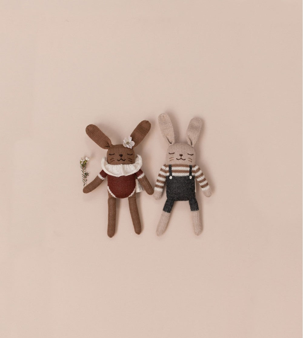 Petit lapin en tricot avec Maillot sienne