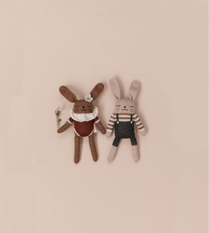 Petit lapin en tricot avec Maillot sienne