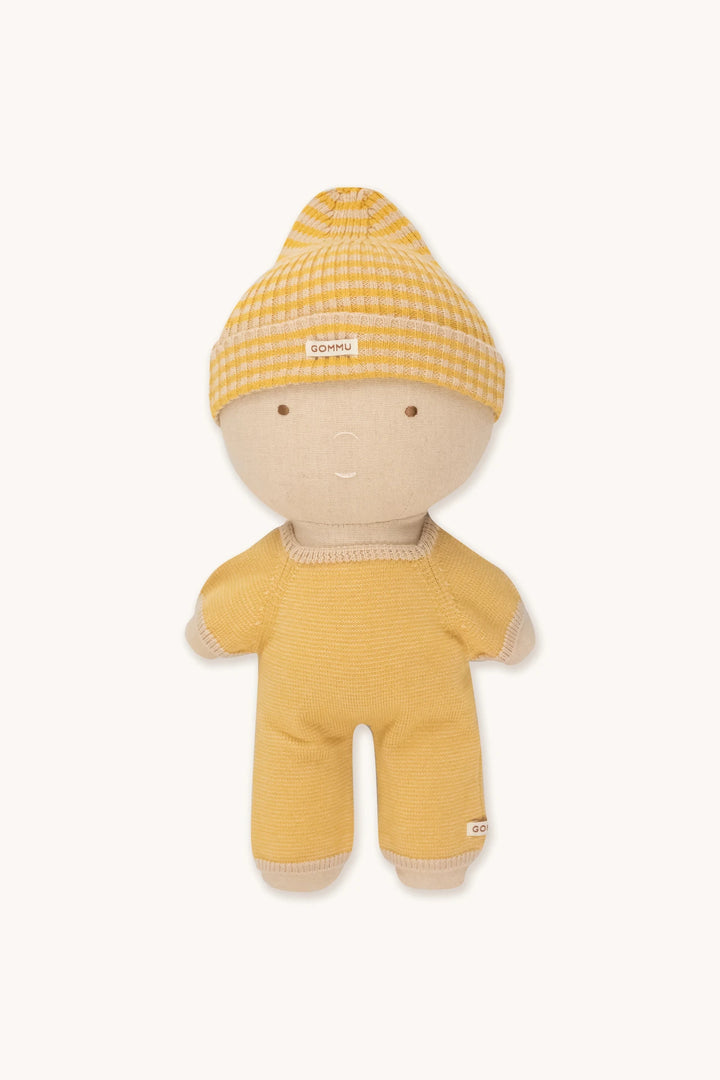 Poupée gommu avec Habits de poupée Gommu en coton tricoté Crème et moutarde