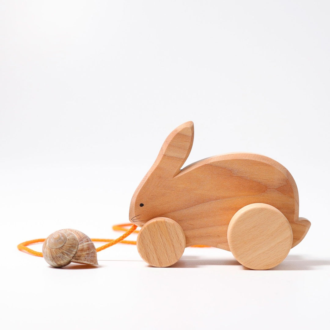 Lapin en bois à tirer