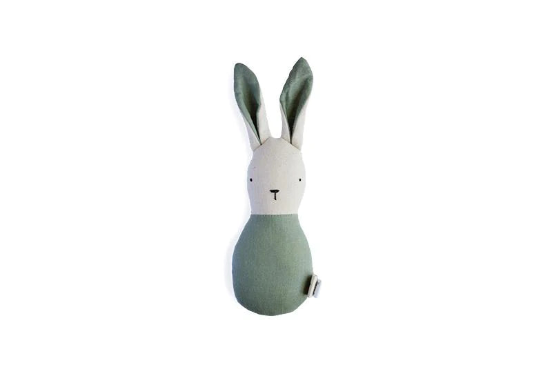 Hochet lapin en tissu feuille