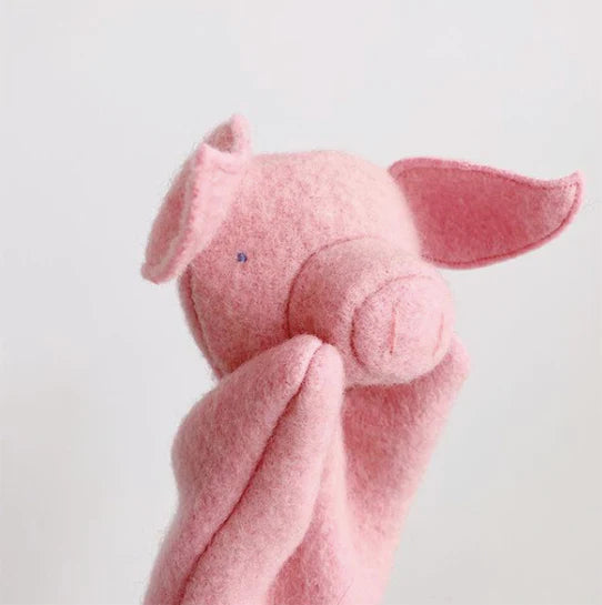 Marionnette à main cochon en laine