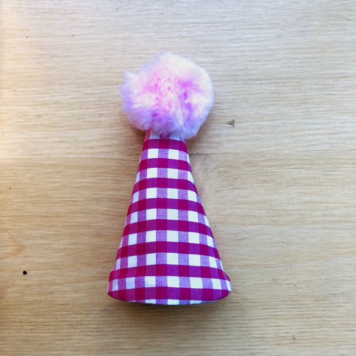 Mini chapeau de fête en tissu gingham mauve